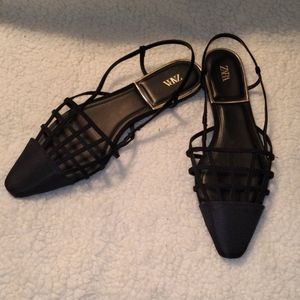Zara Latticework Size  Flat Slingbacks NWOT